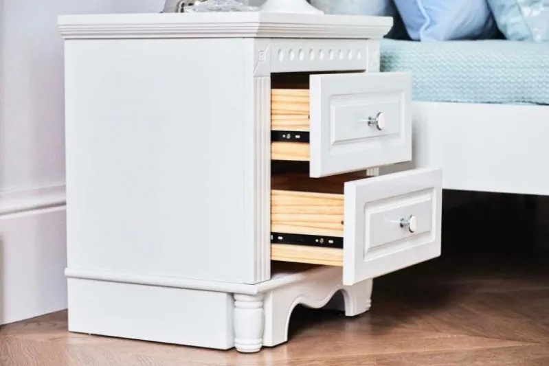 Comodino provenzale bianco con cassetti Princess 805