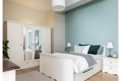 Comodino shabby chic pino massello bianco