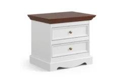 Comodino shabby chic pino massello bianco e tinto noce
