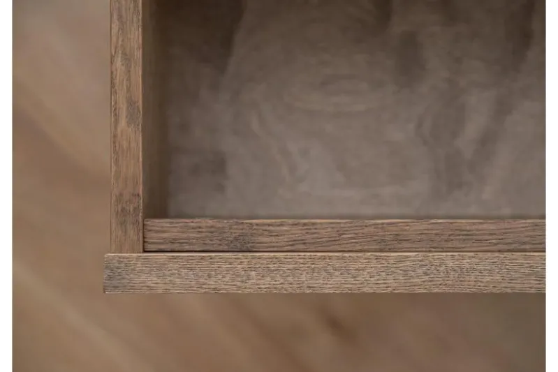 Comodino sospeso moderno in legno naturale affumicato