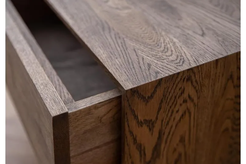 Comodino sospeso moderno in legno naturale affumicato