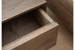 Comodino sospeso moderno in legno naturale affumicato