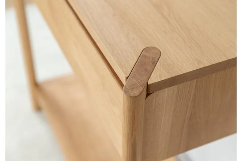 Consolle moderna con cassetto in rovere massello naturale oliato