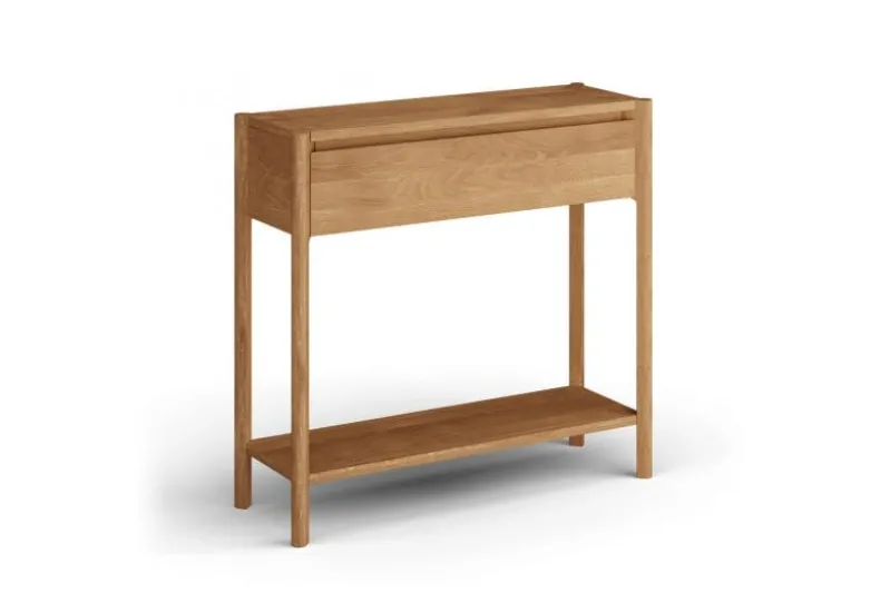 Consolle moderna con cassetto in rovere massello naturale oliato