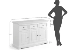 Consolle shabby chic 3 ante pino massello grafite piano color rovere