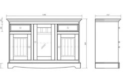 Credenza con vetrina bicolore shabby chic pino massello