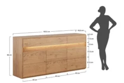 Credenza moderna in rovere massello grezzo con illuminazione LED