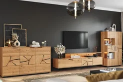 Credenza moderna rovere massello con sezione di tronco