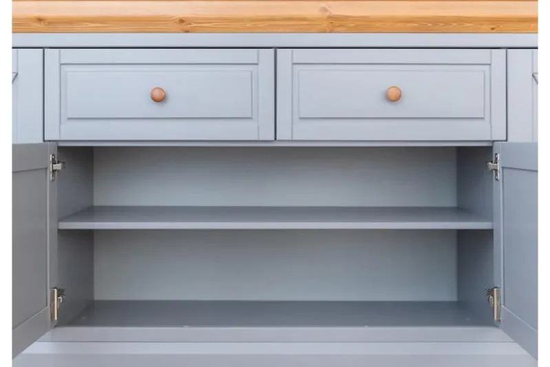 Credenza pino massello grigio e color rovere shabby country