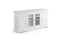 Credenza vetrina shabby chic pino massello bianca