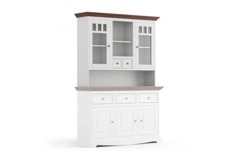 Estensione per credenza shabby chic pino massello bianco e noce