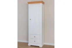 Guardaroba da ingresso pino massello bianco e naturale shabby country