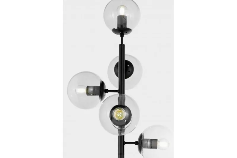 Lampada a piantana con sfere trasparenti in metallo nero CEREDO W5