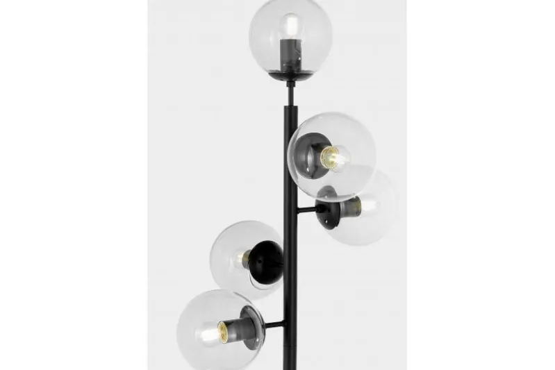 Lampada a piantana con sfere trasparenti in metallo nero CEREDO W5