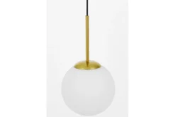 Lampada a sospensione a sfera bianca in vetro e ottone FREDICA D20