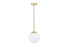 Lampada a sospensione a sfera bianca in vetro e ottone FREDICA D20