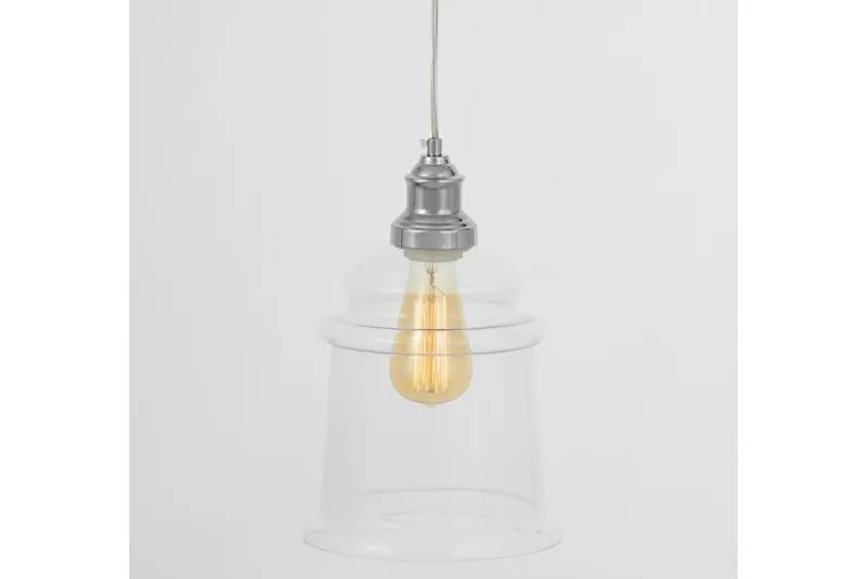 Lampada a sospensione cromata con paralume bicchiere MOLETTI D20