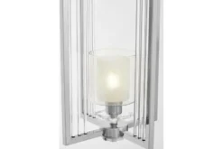 Lampada a sospensione cromata doppio paralume vetro MANHATTAN W1