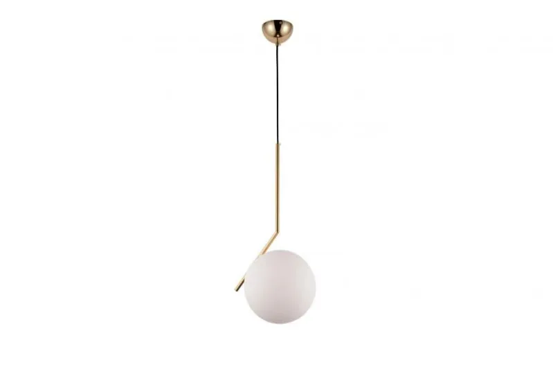 Lampada a sospensione di design a sfera in vetro bianco SORENTO D20 Ottone