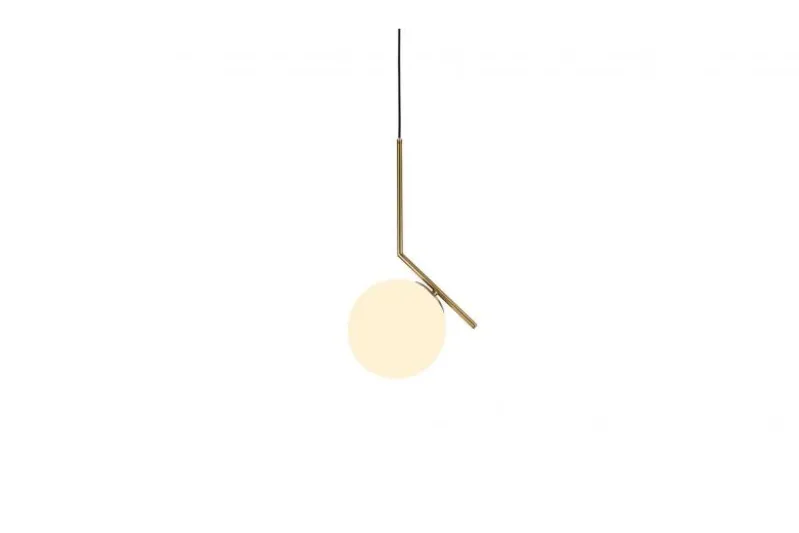 Lampada a sospensione di design a sfera in vetro bianco SORENTO D20 Ottone