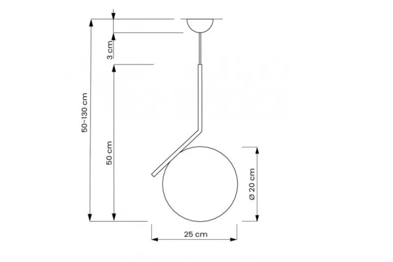 Lampada a sospensione di design a sfera in vetro bianco SORENTO D20 Ottone