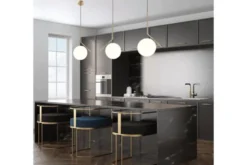 Lampada a sospensione di design a sfera in vetro bianco SORENTO D20 Ottone