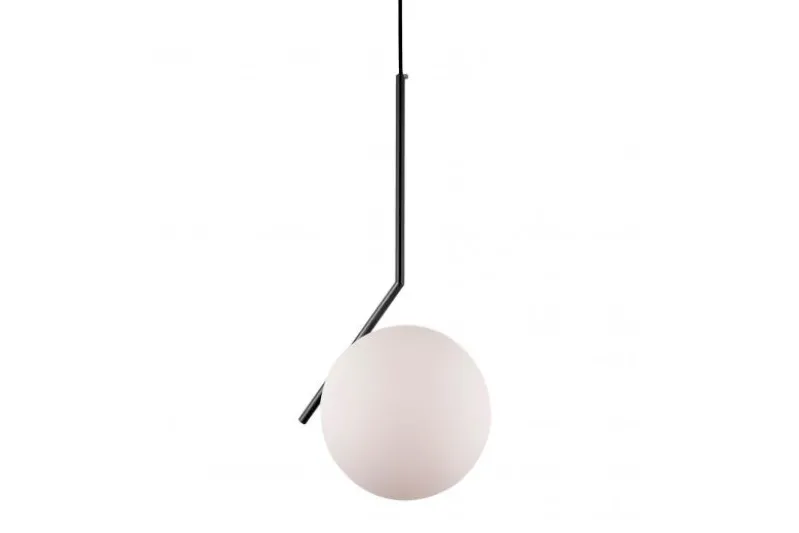 Lampada a sospensione di design a sfera in vetro bianco SORENTO D20 Nero