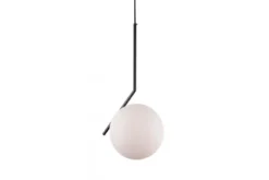 Lampada a sospensione di design a sfera in vetro bianco SORENTO D20 Nero