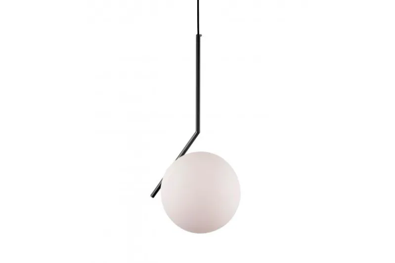 Lampada a sospensione di design a sfera in vetro bianco SORENTO D20 Nero