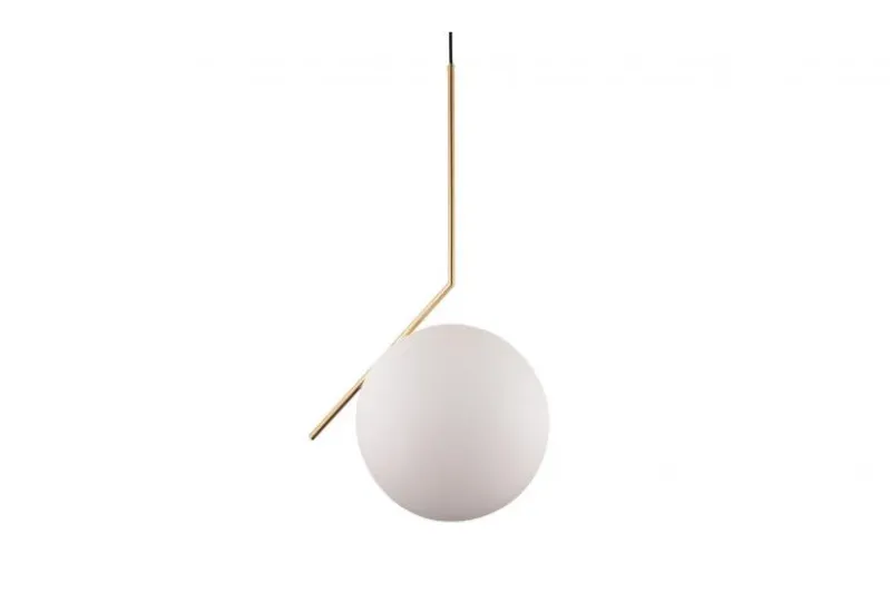 Lampada a sospensione di design a sfera in vetro bianco SORENTO D30 Ottone