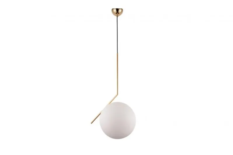 Lampada a sospensione di design a sfera in vetro bianco SORENTO D30 Ottone