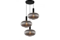 Lampada a sospensione di design con tre sfere in vetro grigio fumo FLORI W3-RD