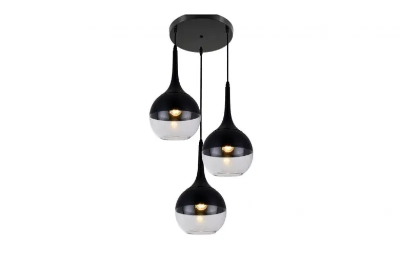 Lampada a sospensione di design 3 sfera in vetro FRUDO W3 Nero
