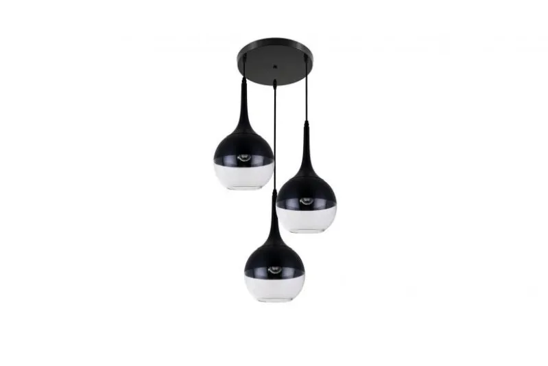 Lampada a sospensione di design 3 sfera in vetro FRUDO W3 Nero