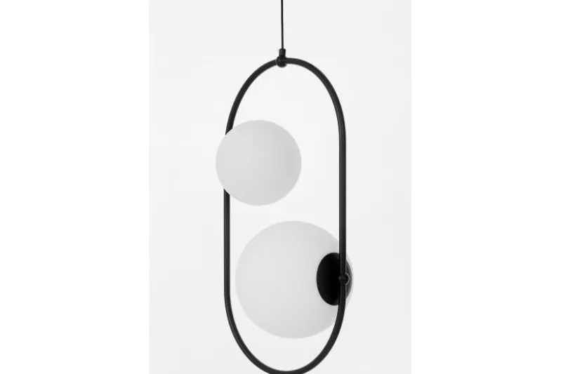 Lampada a sospensione doppia boccia metallo nero PANARI