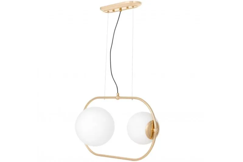 Lampada a sospensione doppia sfera metallo dorato PANARI PRO