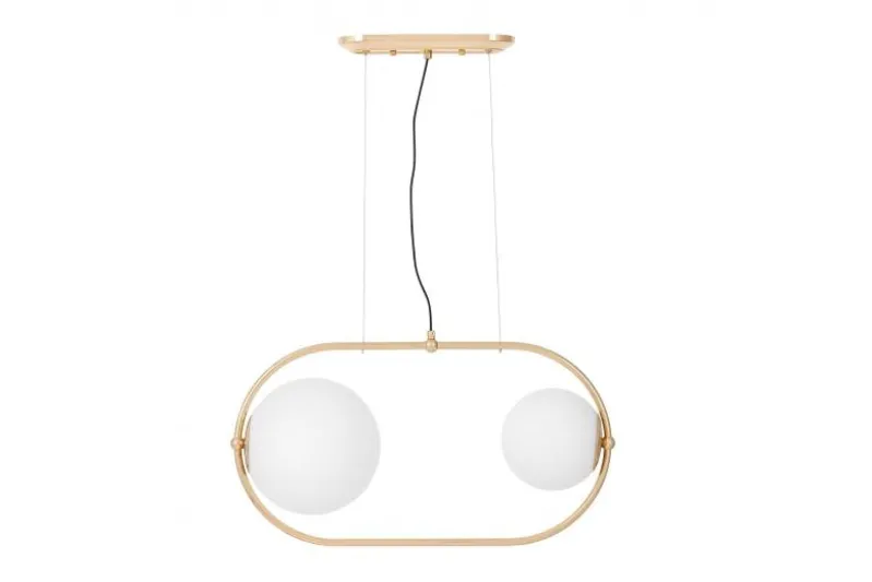 Lampada a sospensione doppia sfera metallo dorato PANARI PRO