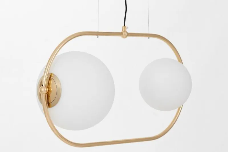 Lampada a sospensione doppia sfera metallo dorato PANARI PRO