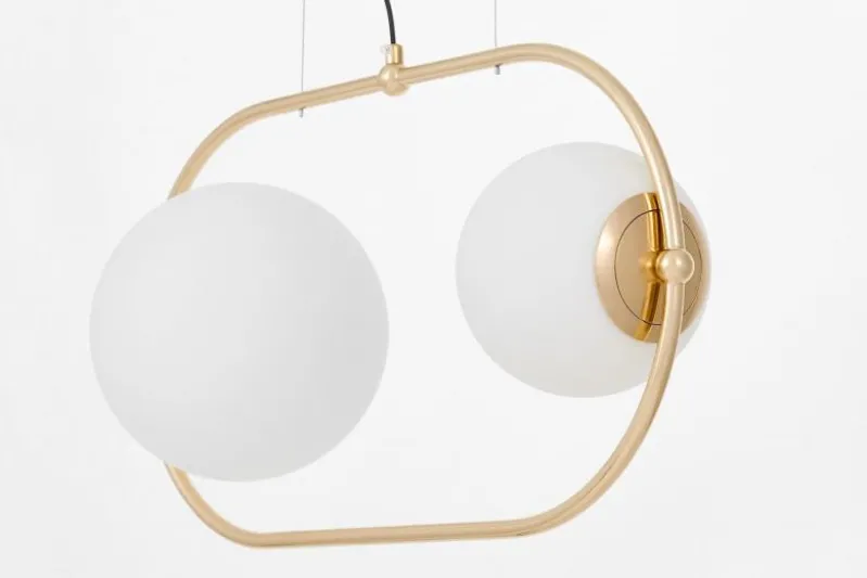 Lampada a sospensione doppia sfera metallo dorato PANARI PRO