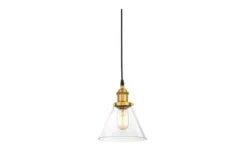 Lampada a sospensione industriale vetro trasparente ottone NUBI W1
