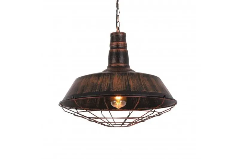 Lampada a sospensione in stile industriale vintage ARIGIO D35 ottone antico con nero