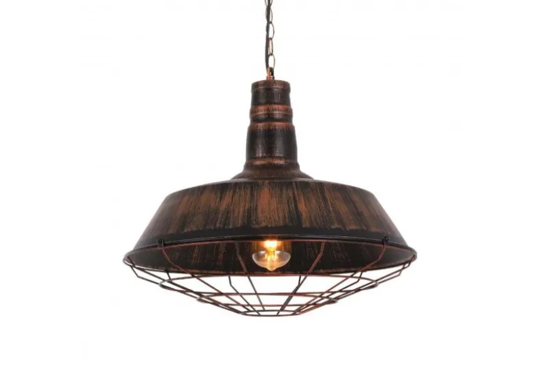 Lampada a sospensione in stile industriale vintage ARIGIO D35 ottone antico con nero