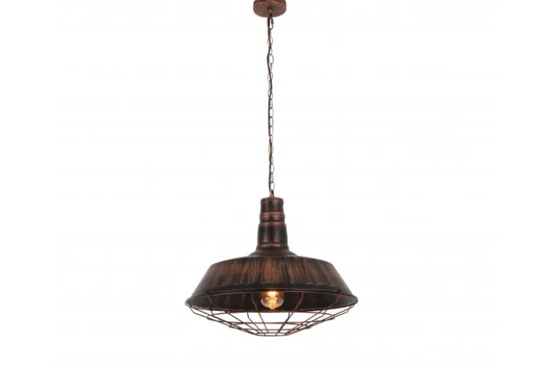 Lampada a sospensione in stile industriale vintage ARIGIO D35 ottone antico con nero