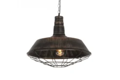 Lampada a sospensione in stile industriale vintage ARIGIO D35 oro antico con nero