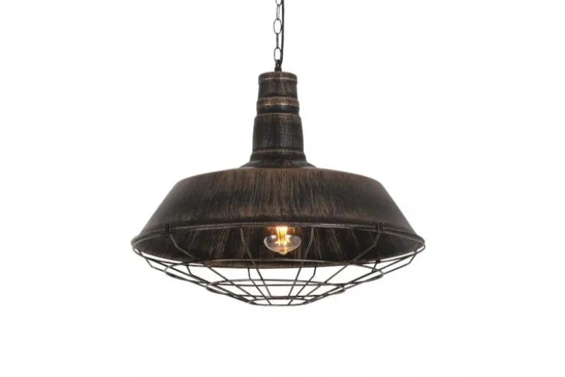 Lampada a sospensione in stile industriale vintage ARIGIO D35 oro antico con nero