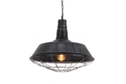 Lampada a sospensione in stile industriale vintage ARIGIO D35 argento antico con nero