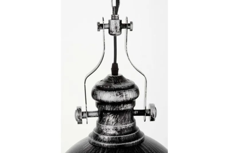 Lampada a sospensione in stile industriale vintage ELIGIO W1 argento antico con nero