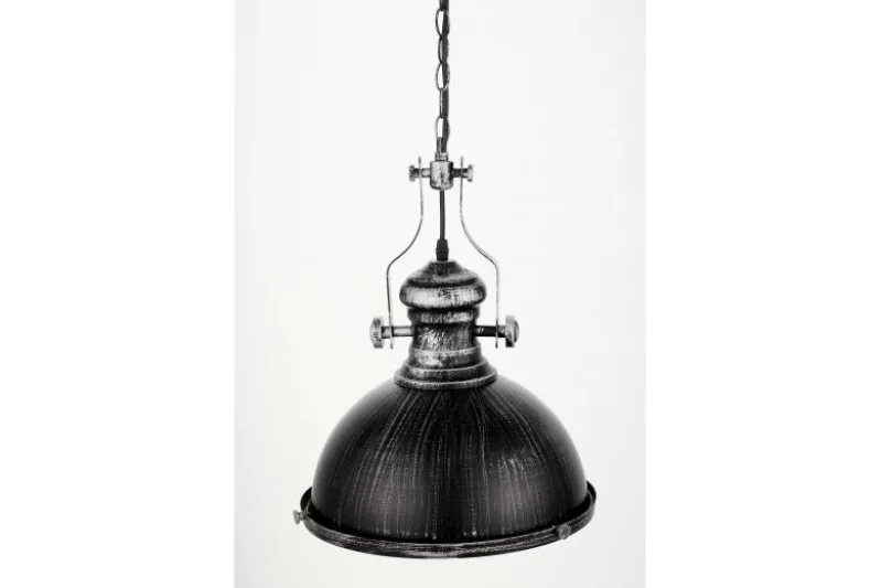 Lampada a sospensione in stile industriale vintage ELIGIO W1 argento antico con nero