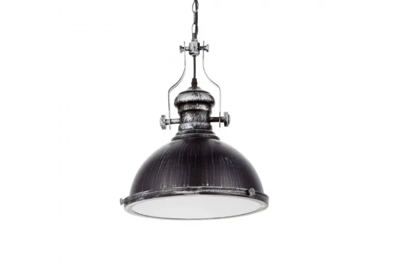 Lampada a sospensione in stile industriale vintage ELIGIO W1 argento antico con nero