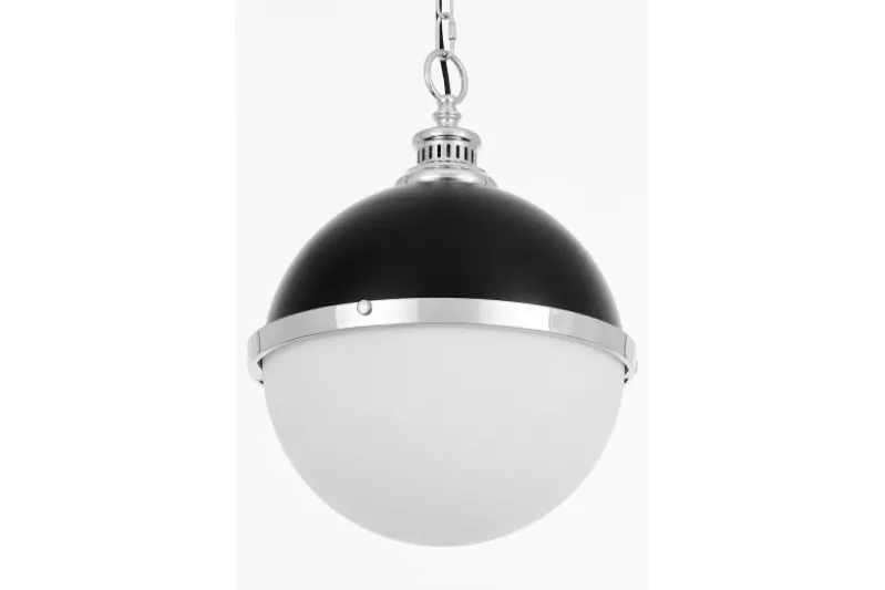 LAMPADA A SOSPENSIONE LOFT NERA E CROMO LARGO